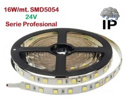 Tira LED 5 mts Flexible 24V 80W 300 Led SMD 5054 IP65 Blanco Cálido Serie Profesional